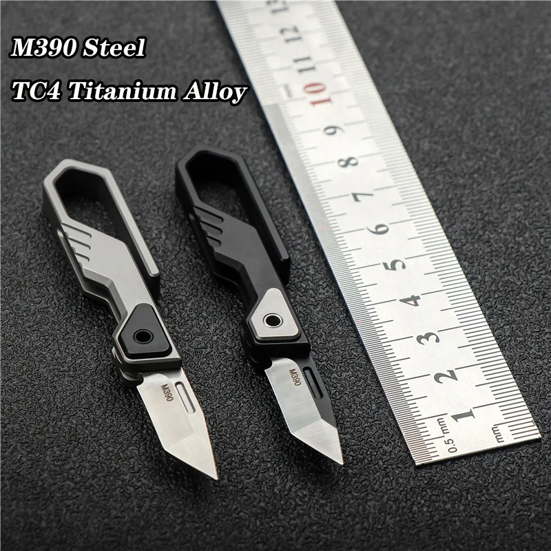

M390 folding knife TC4 titanium alloy Keychain portable sharp pocket fruit knife hunting knife EDC self defense tool