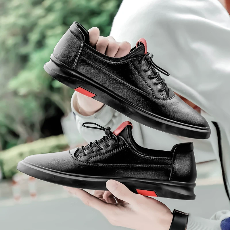 Mring leather men's shoes 2019 new casual soft fashion Korean version of the British board tide | Обувь