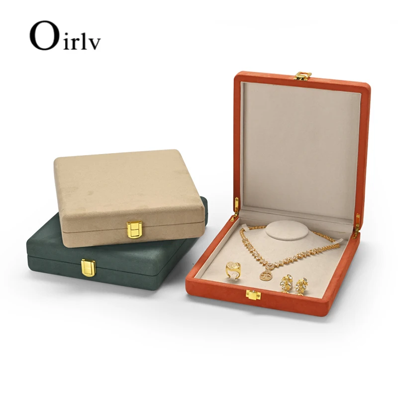 

Oirlv New Resin Necklace Display Bust Case Earrings Display Box 20.5*23.5*5.5cm Microfiber Jewelry Organizer with Mannequins