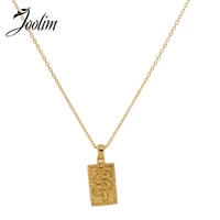stainless steel pvd plated waterproof rectangle pendant necklace waterproof gold jewelry