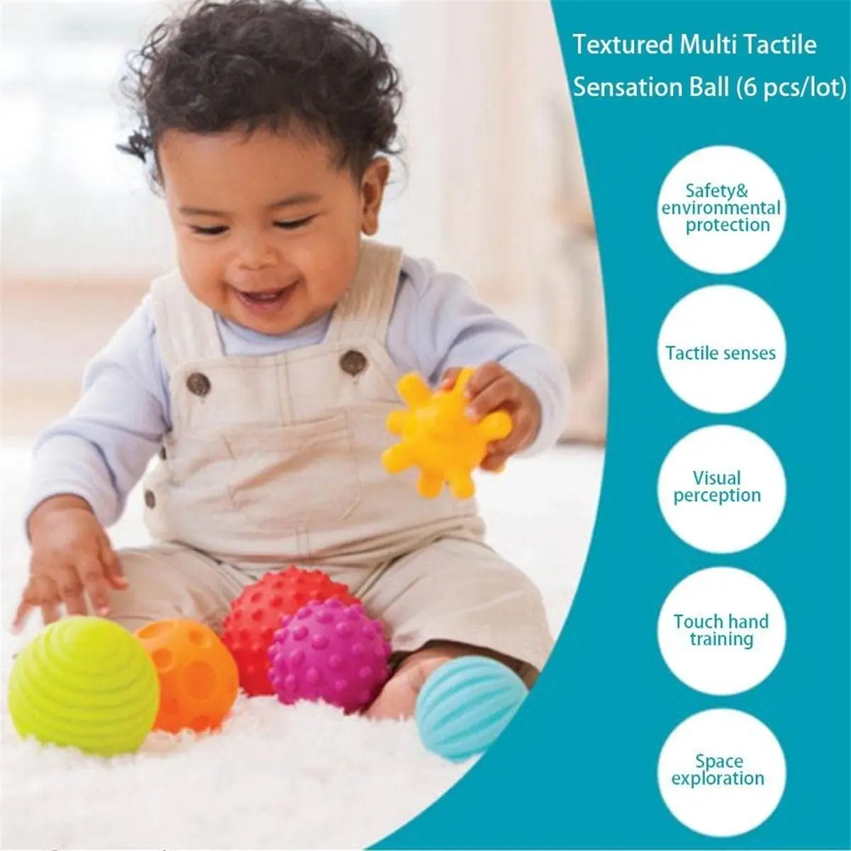 

6pcs Baby's Tactile Senses Touch Hand Ball Toys MIx
