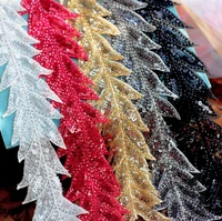 50cm 6 5cm width sequins tubes leaves lace trim for wedding evening dress costume clothes waist decor hair accessories handmade