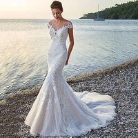 mermaid wedding dress 2022 lace appliques sexy v neck backless bridal dress elegant long wedding gowns plus size custom made