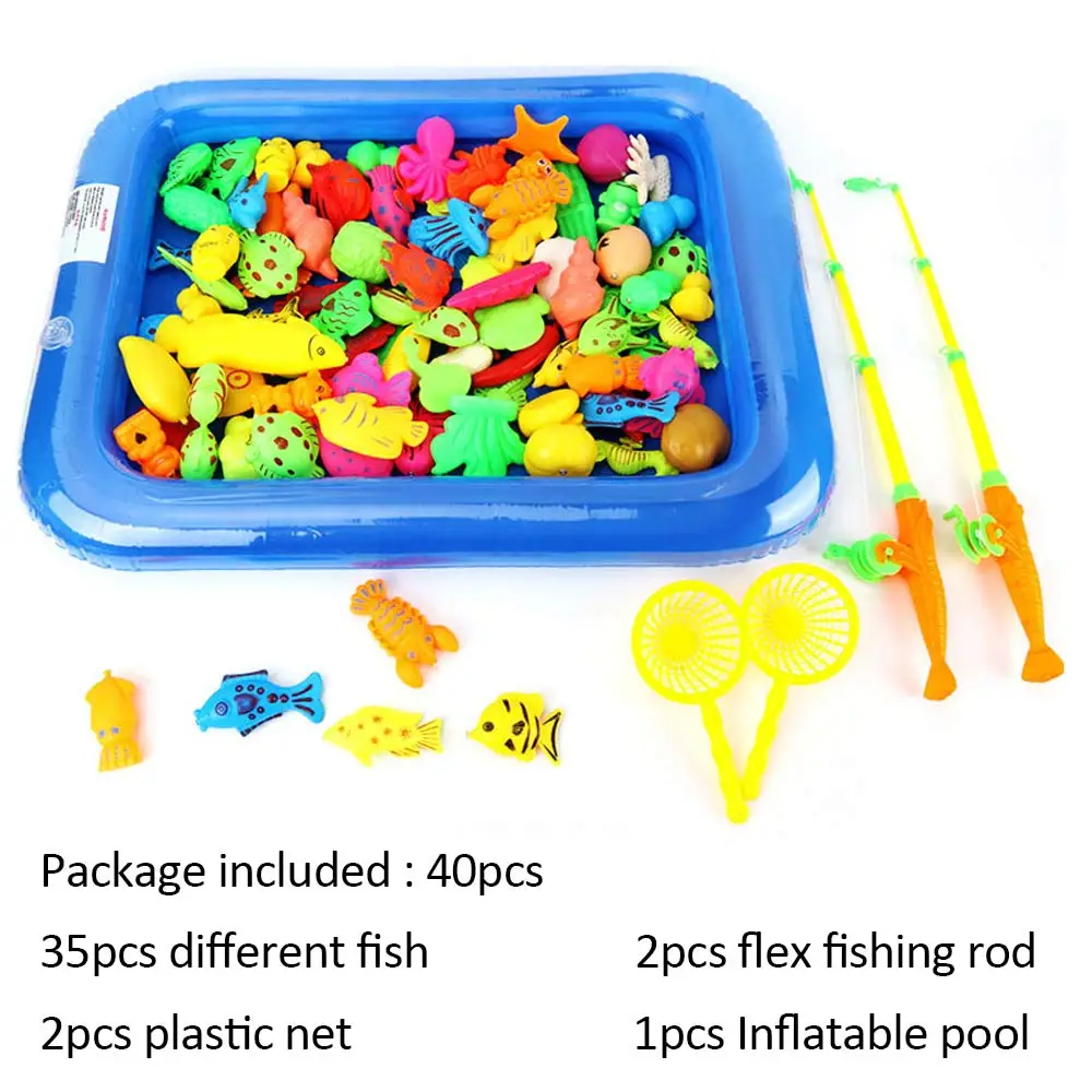 Набор игрушек для рыбалки надувной бассейн с магнитной удочкой 40 шт./лот|Рыбалка