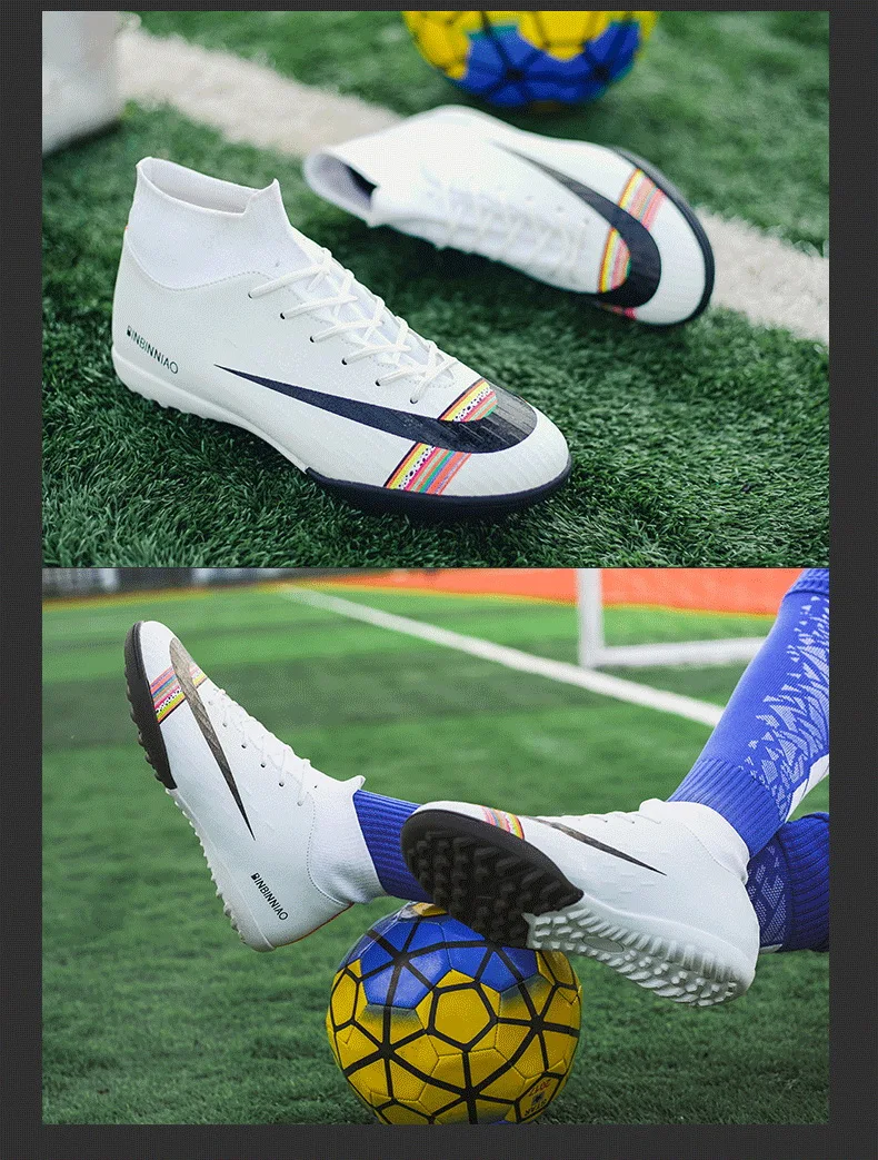 Football Soccer Boots Men Athletic Futsal Soccer Shoes High Top Soccer Cleats Training Football Sneakers Man Kids Cleats