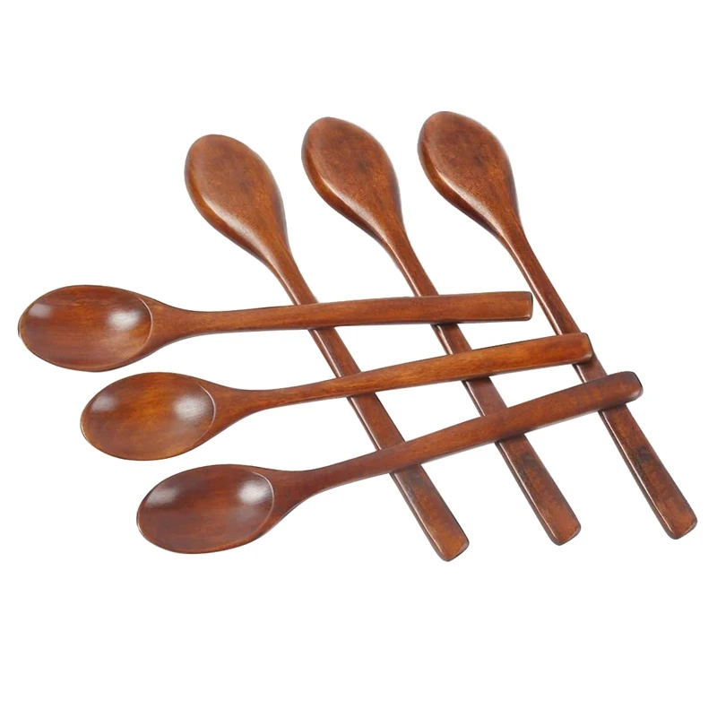 

6 шт деревянная ложка, деревянная чайная ложка для еды смешивание, перемешивание, ложки с длинной ручкой ложка Кухня посуда, Эко-дружественн...
