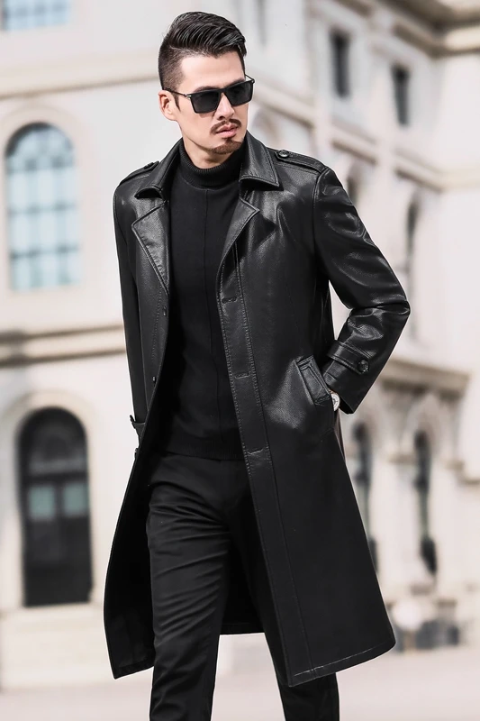 

Clothing Sheep Mens Skin Genuine Men Jacket Fur One Plus Velvet Thick Coat Long Section Leather Windbreaker