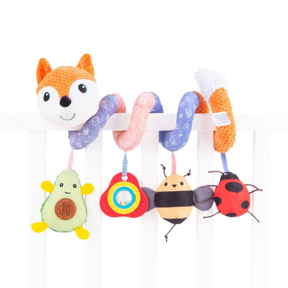 

Infant Baby Fox Plush Spiral Activity Hanging Toys For Stroller Crib Bar Car Seat Mobile With Music Box BB Squeaker And Rattles