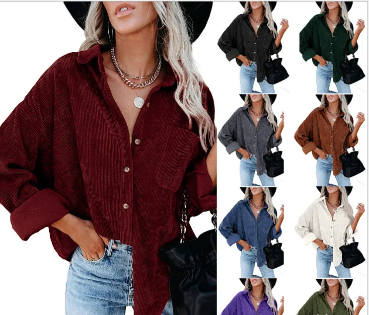 

Women Jackets Turn-down Collar Button Long Seeve Coats Female Fashion Solid Color Autumn Casual Coats & Jackets