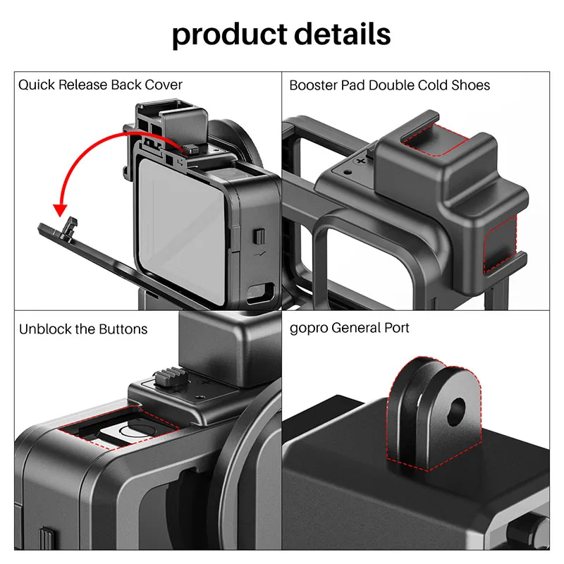 Светильник Ulanzi для камеры Gopro Hero 9 черный двойной чехол с холодным башмаком