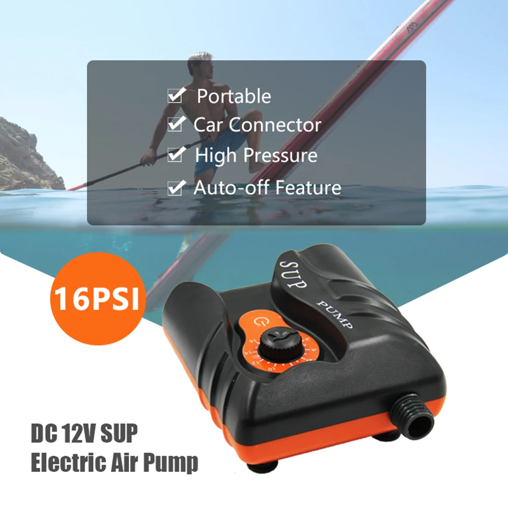 

Electric Air Pump DC 12V Auto-off 16PSI High Pressure Automatic Air Inflator for Inflatable Paddle Board Air Mattress Boat