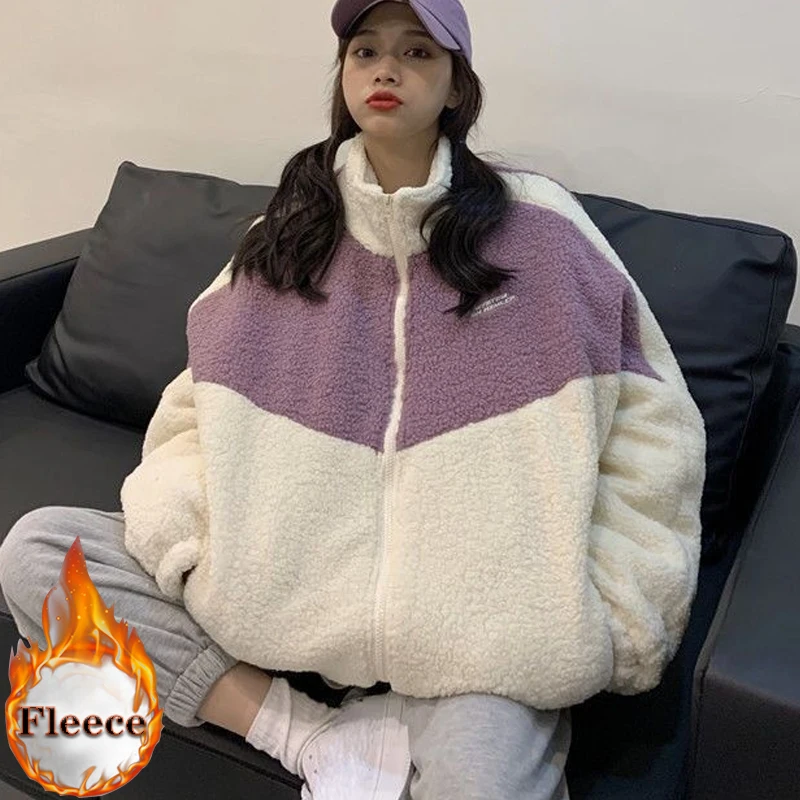 Женское бархатное пальто с длинным рукавом Повседневная теплая белая толстовка