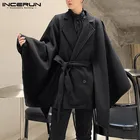 Тренч мужской с лацканами, для досуга вырезом, асимметричная ветровка на шнуровке, свободное пончо, уличная одежда, 5XL, осень