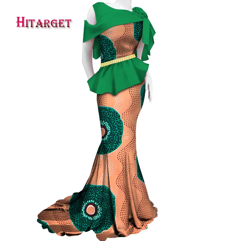 

Fashion African Dresses Women Long Party/wedding Dress Traditional African Print african clothes Bazin Riche Lady Dress WY3804