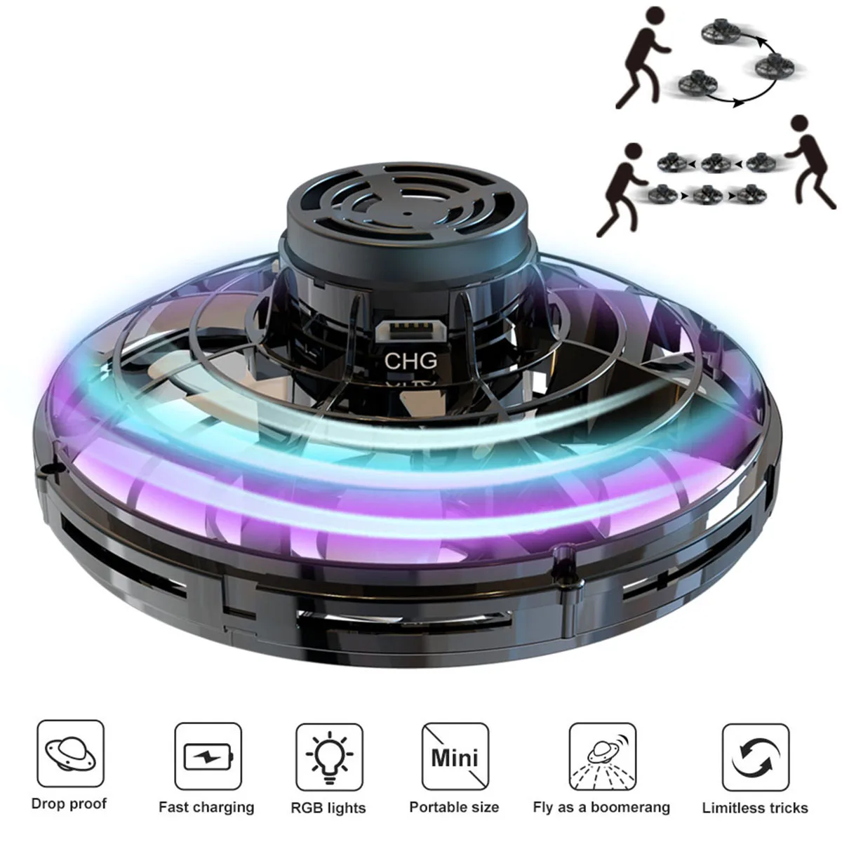 Мини Дрон Летающий вертолет с защитой от столкновений волшебный ручной шар