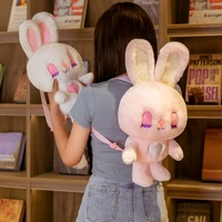 hot 50cm kawaii fantasy pink rabbit plush toys soft cute animal cartoon backpack girls schoolbag lovely birthday gift for child