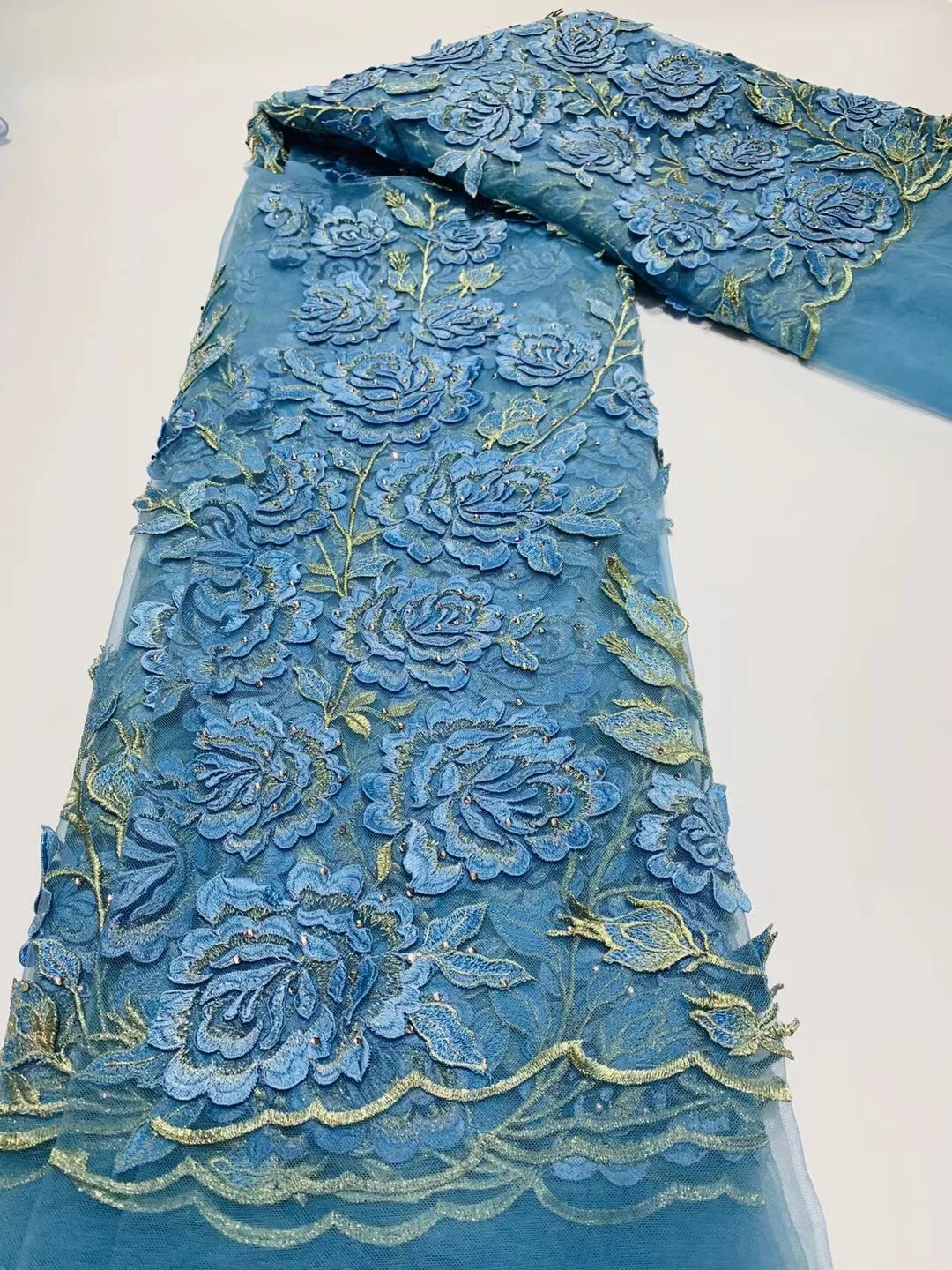 Роскошная Тяжелая кружевная ткань ручной работы французское свадебное платье