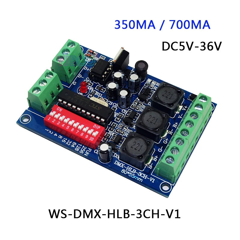 Светодиодный контроллер 3CH 4CH DMX512 декодер постоянного тока 350 мА/700 мА RGB RGBW для