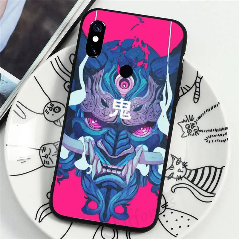 

Japanese samurai oni mask Phone Cases For Xiaomi Redmi note 7 8 9 t k30 max3 9 s 10 pro lite