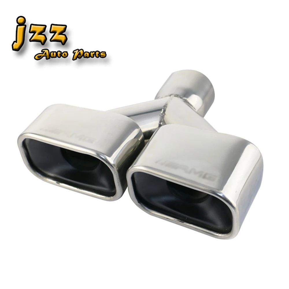 JZZ universal engraved 1PC 2.5'' square Dual exhaust pipe high-quality Stainless-Steel car tips square Vehicle tailpipe