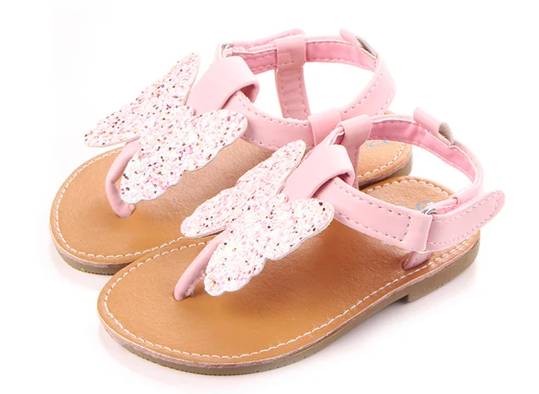 0744 pink Модные сандалии с резиновой подошвой для маленьких девочек; сандалии с цветочным узором для маленьких девочек - Цвет: 0744 pink