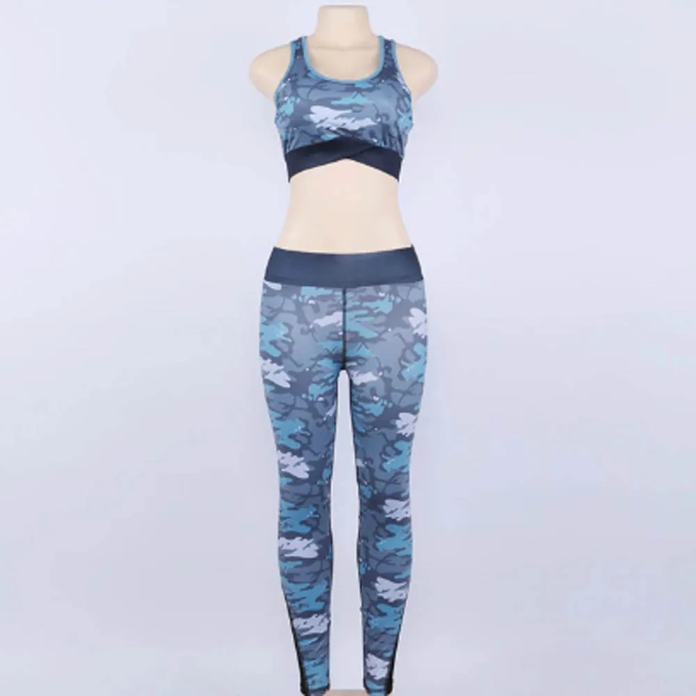 Women's Sport Gym Yoga Vest Bra Sports Jog Legging Pants Outfit Wear Set 2 Piece