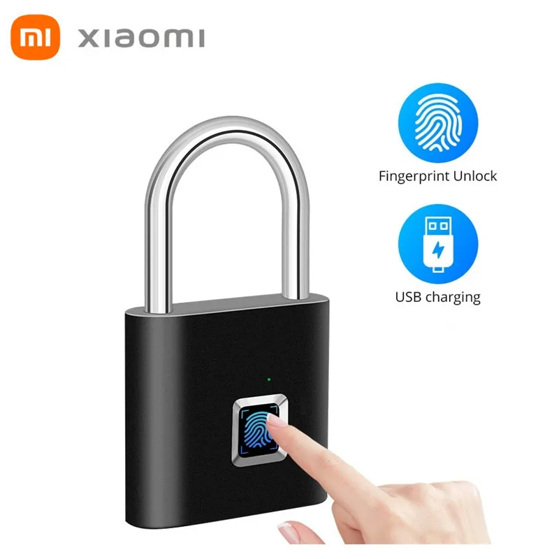 

Xiaomi-candado inteligente sin llave con huella dactilar, dispositivo de bloqueo de puerta con carga USB, desbloqueo de 0,1