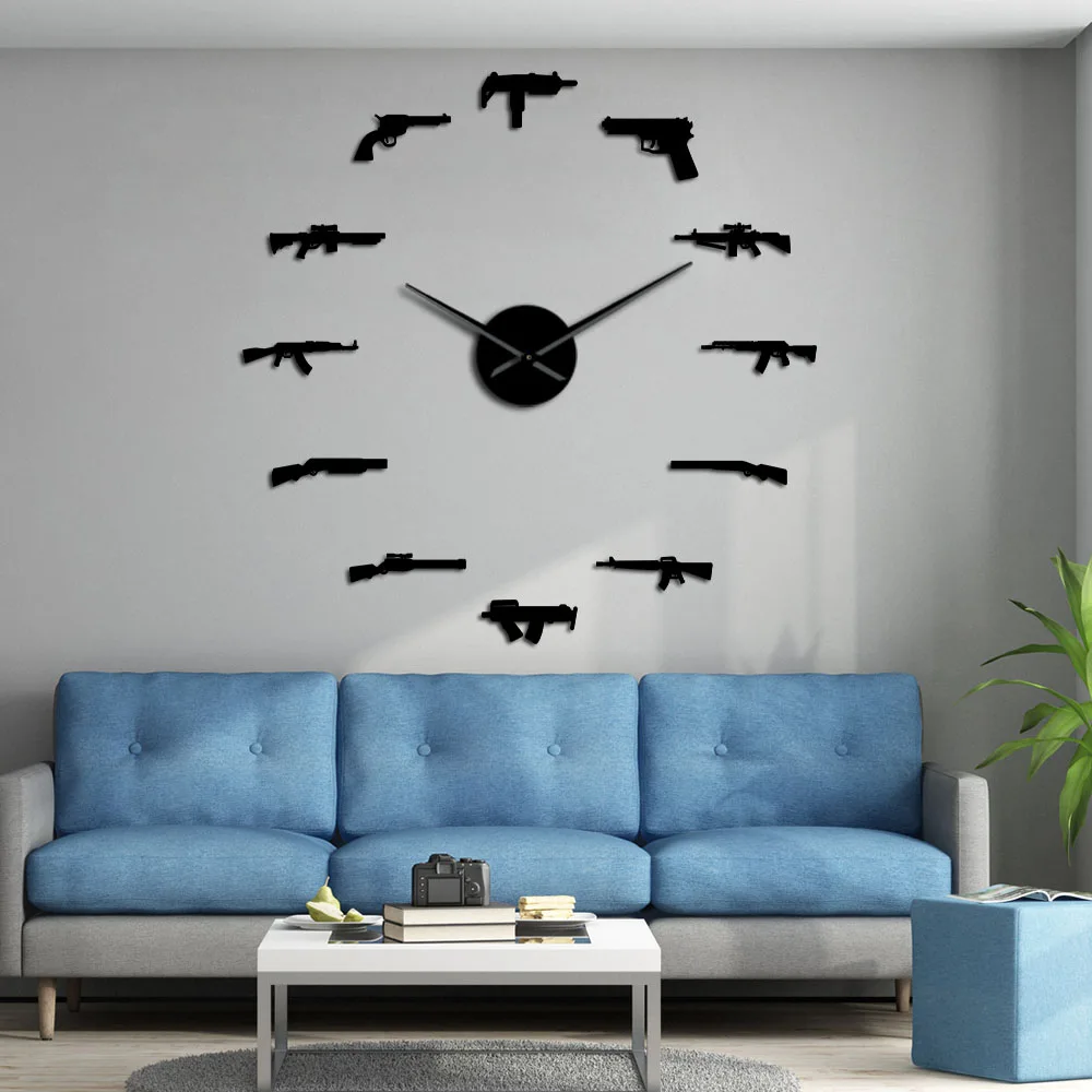 Пистолеты для стрельбы DIY гигантские настенные часы домашний декор пистолет