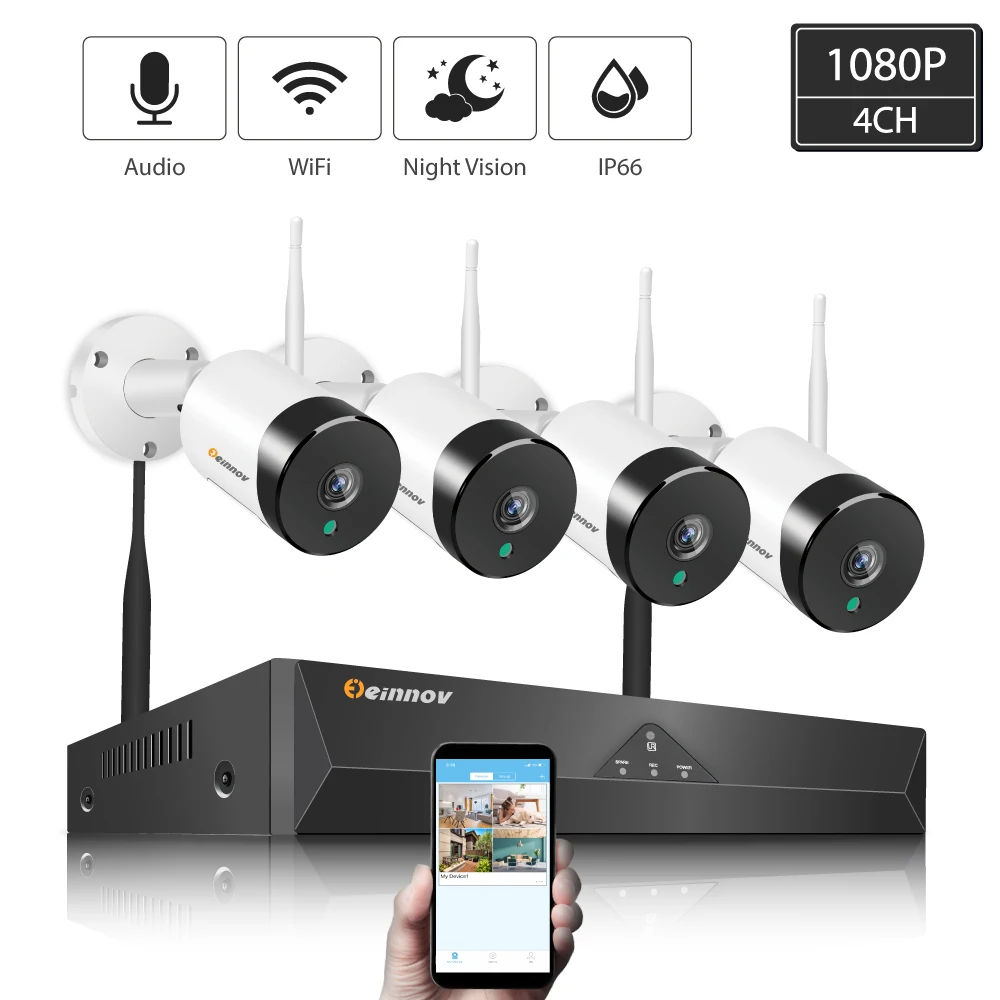 Einnov CCTV камера системы безопасности комплект Открытый водонепроницаемый IP66 видео