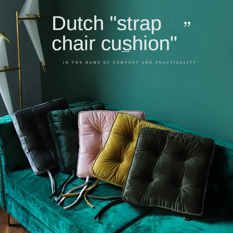 

Ins Nordic Style 6-Color Dirt-Resistant Chair Cushion Home Dining Chair Tie Rope Cushion Balcony Bay Window Comfortable Cushion