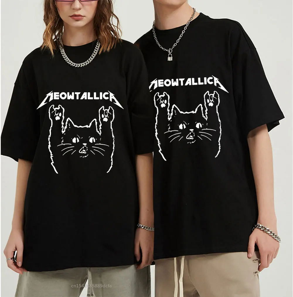 

Cat Meowtallica Rock Music Black T-Shirt Daily Funny Oversized Tee Shirt