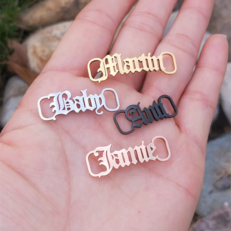 Old English Letter Name Shoe Tag Custom Accessories Personalized Jewelry Stainless Steel Shoe-buckle For Women Men Kid's | Украшения и