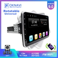 oknavi android 9 0 ips touch screen rotatable 1 din for 360 degree universal car radio stereo audio video dvd multimedia player