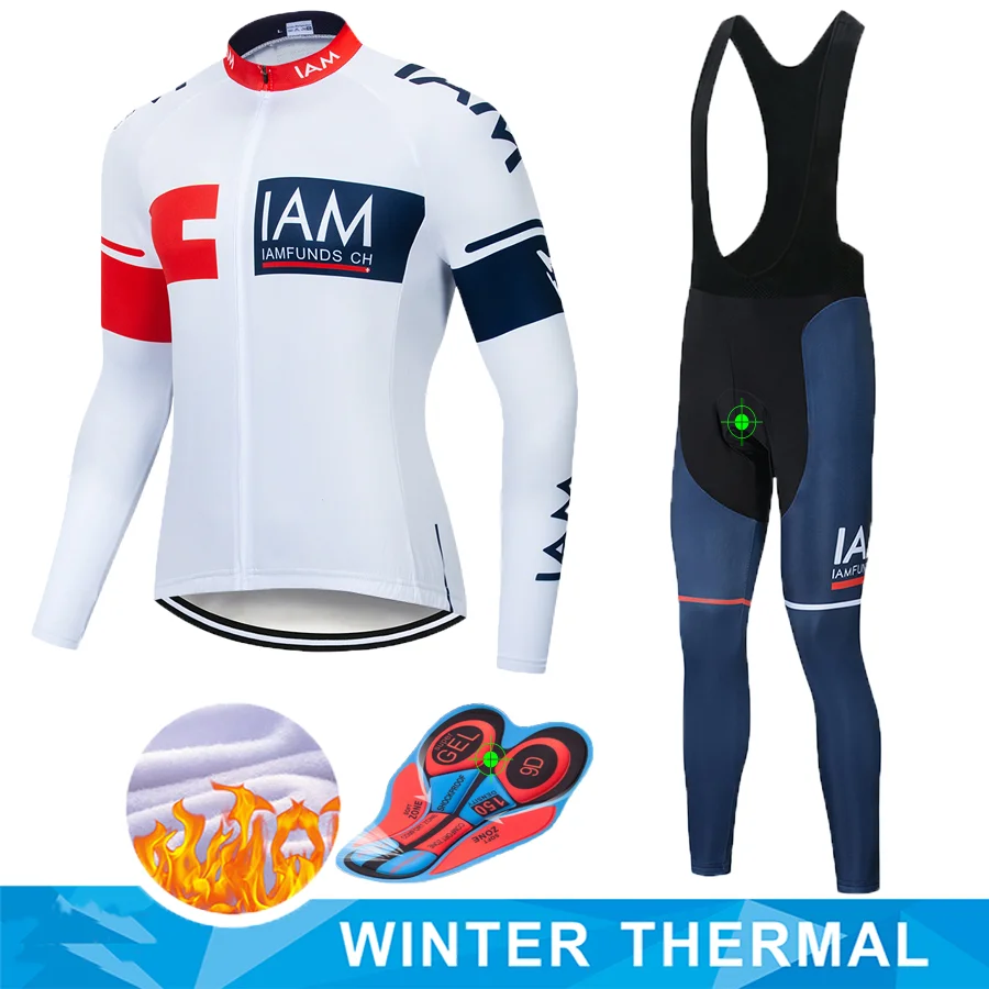 IAM Pro Team Зимняя Теплая Флисовая велосипедная одежда мужская футболка с длинным