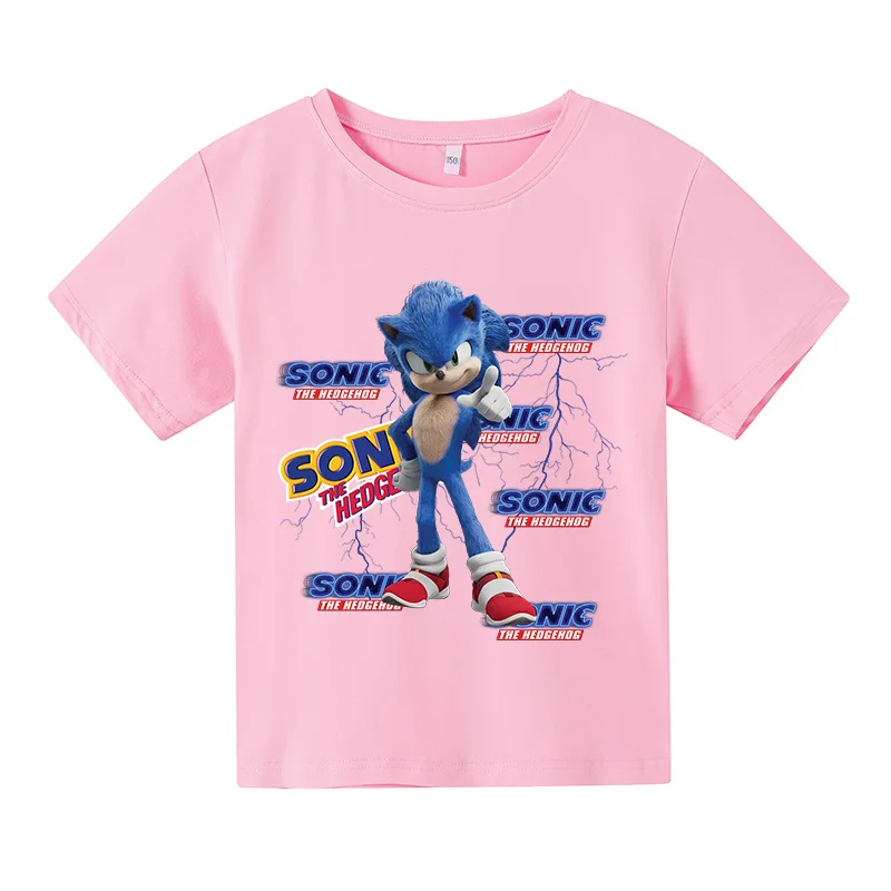 

Cartoon Print Sonic Children T-shirts Kids Anime Summer Funny Tees Boys/Girls Tops Children Clothing kids summer clothes 2021