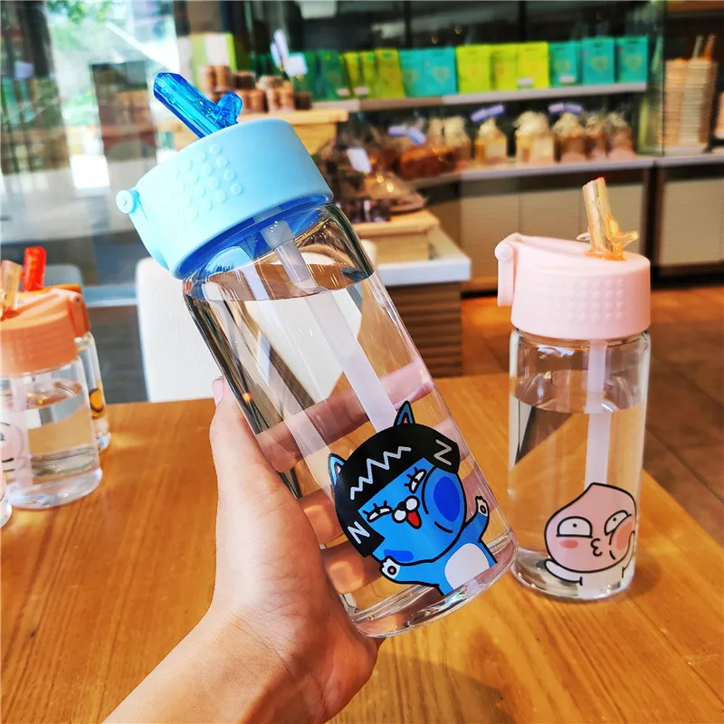 Кавайная стеклянная бутылка для воды с соломинкой Для девочек и взрослых милая