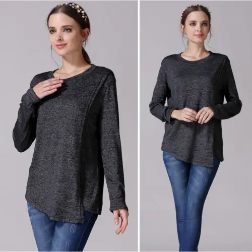 Весенне осенняя Повседневная Футболка для беременных с длинным рукавом Топы