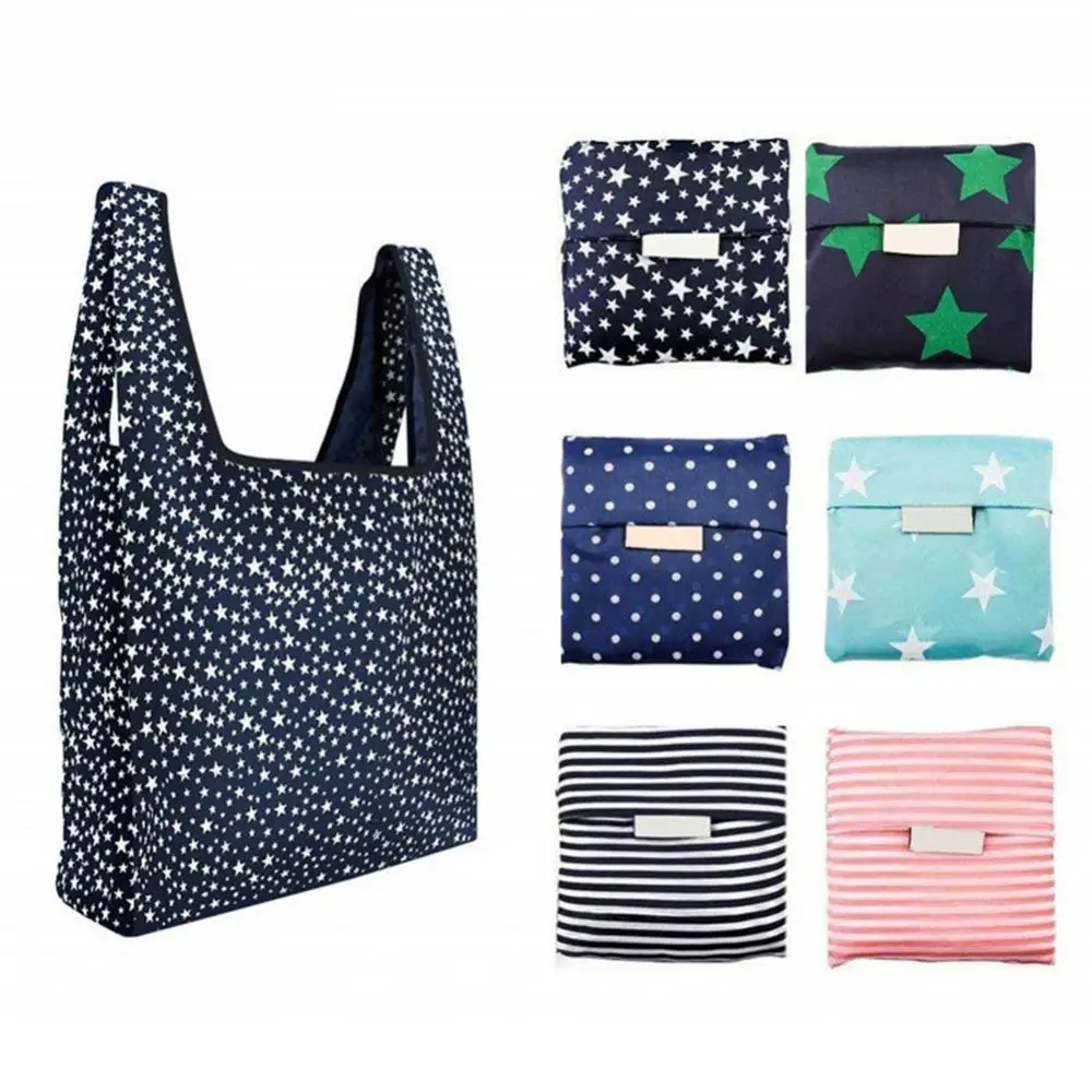 

Stripe Foldable Heavy Duty Reusable Shopping Grocery Pouch Waterproof Tote Bag Large Reusable Handbags Foldable Bags шопер