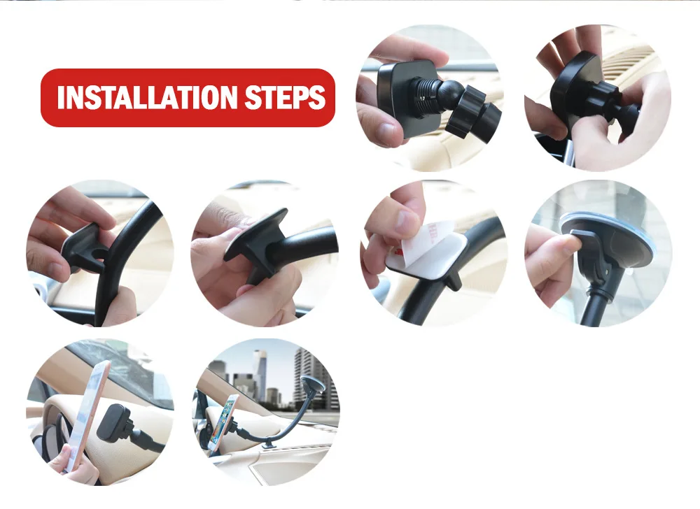 

Universal Smartphone Cell Phone Car Holder Windshield Long Arm Mobile Stand Support Telephone Bracket Magnet Mount Holder