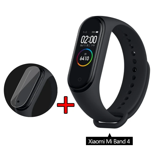band 4 add film Xiaomi mi Band 4 Smart band 4 цветной экран Браслет Пульс фитнес музыка Bluetooth 50 м водонепроницаемый xiaomi браслет 4 mi Band - Цвет: band 4 add film