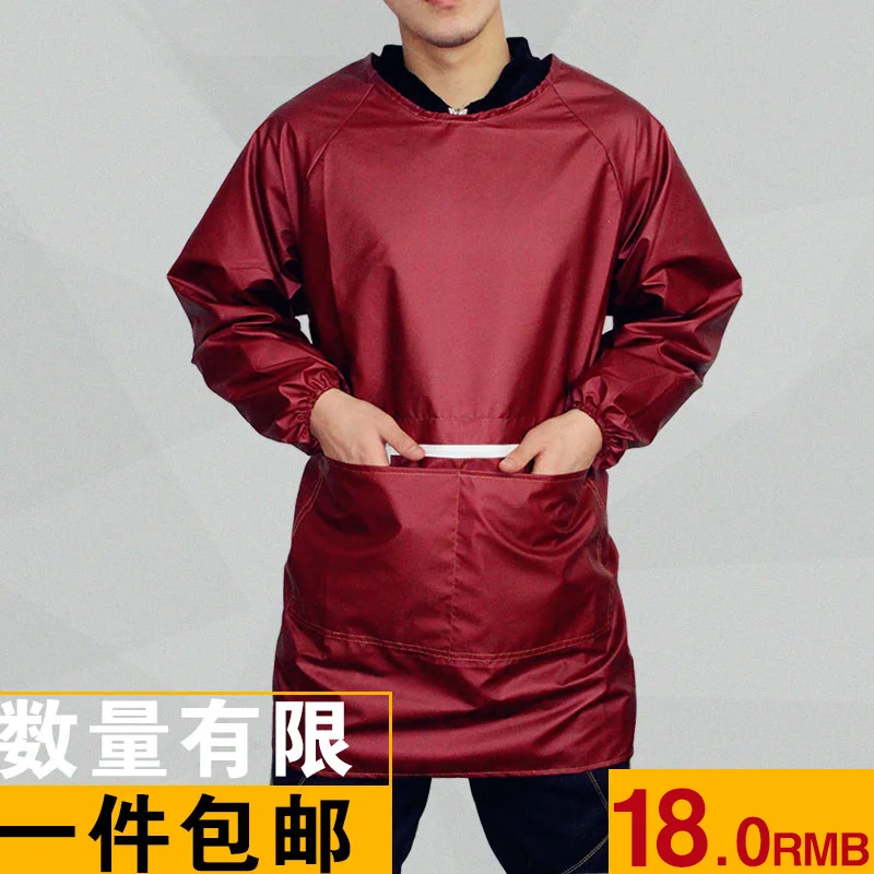 

Домашний фартук для готовки, новый корейский водонепроницаемый маслостойкий фартук, кухонный модный халат с длинным рукавом, платье для вз...