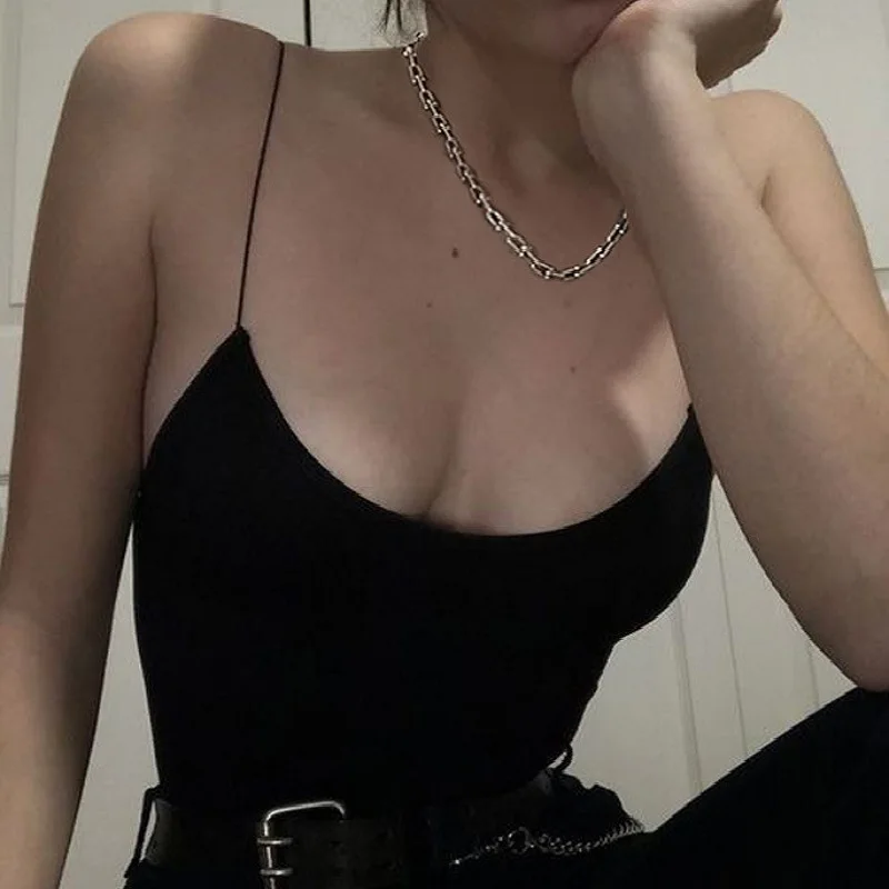 

European and American retro INS simple U-shaped hip hop golden horseshoe button necklace sexy sweater chain clavicle chain