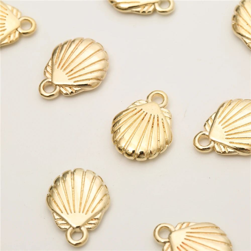 

50 Pcs/Lot CCB Craft Gold Seashell Scallop Beach Nautical Charms Pendants Beads for Jewelry Making Findings