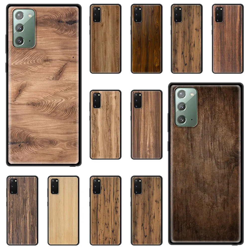

Shockproof Cover for Samsung Galaxy Note 20 Ultra 10 Lite 8 9 S20 FE S21 S10 S9 Phone Case Silicone Shell Fashion Wood Pattern
