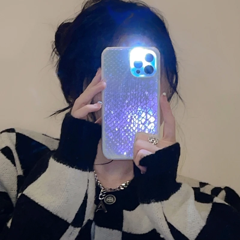 

Korea Luxury Laser Gradient Glitter Skin Pattern Phone Case For iPhone 13 12 11 Pro X Xs Max Xr 7 8 Plus SE 2 Leather back cover