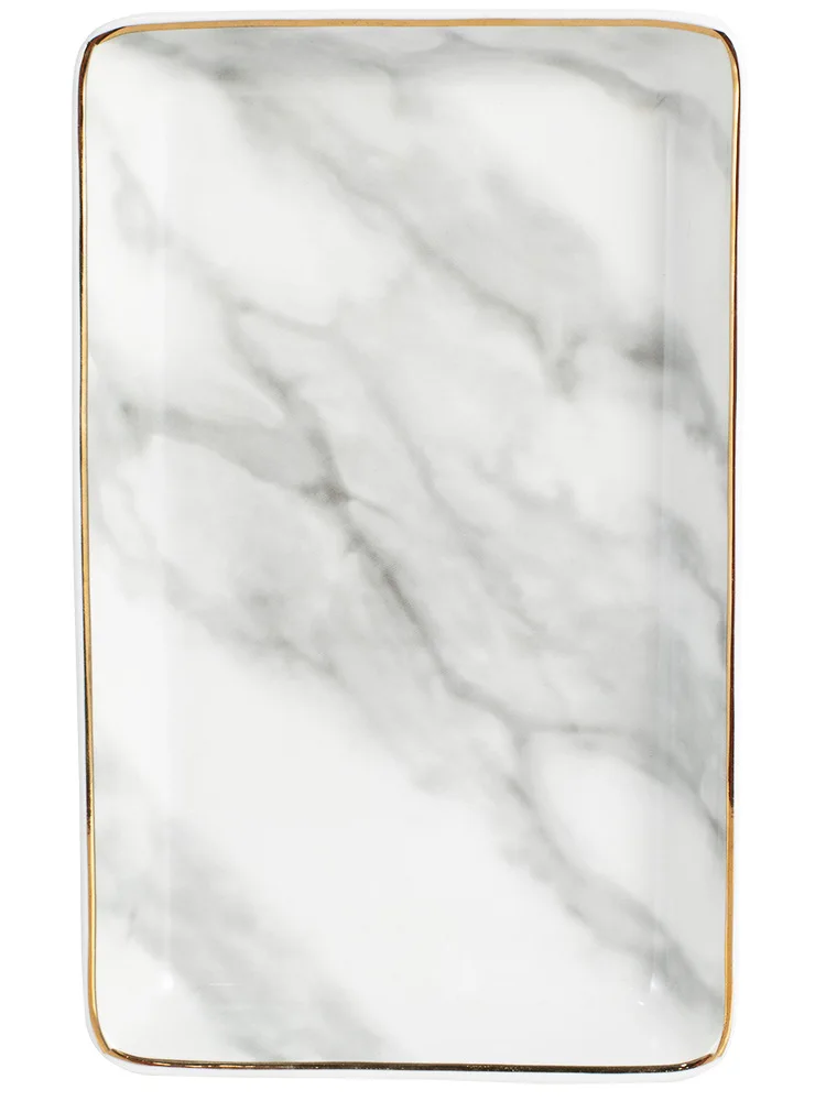 Nordic Ins Ceramic Plate Marble Steak Noodles Tray Creative Jewelry Storage Dishes Gold | Дом и сад