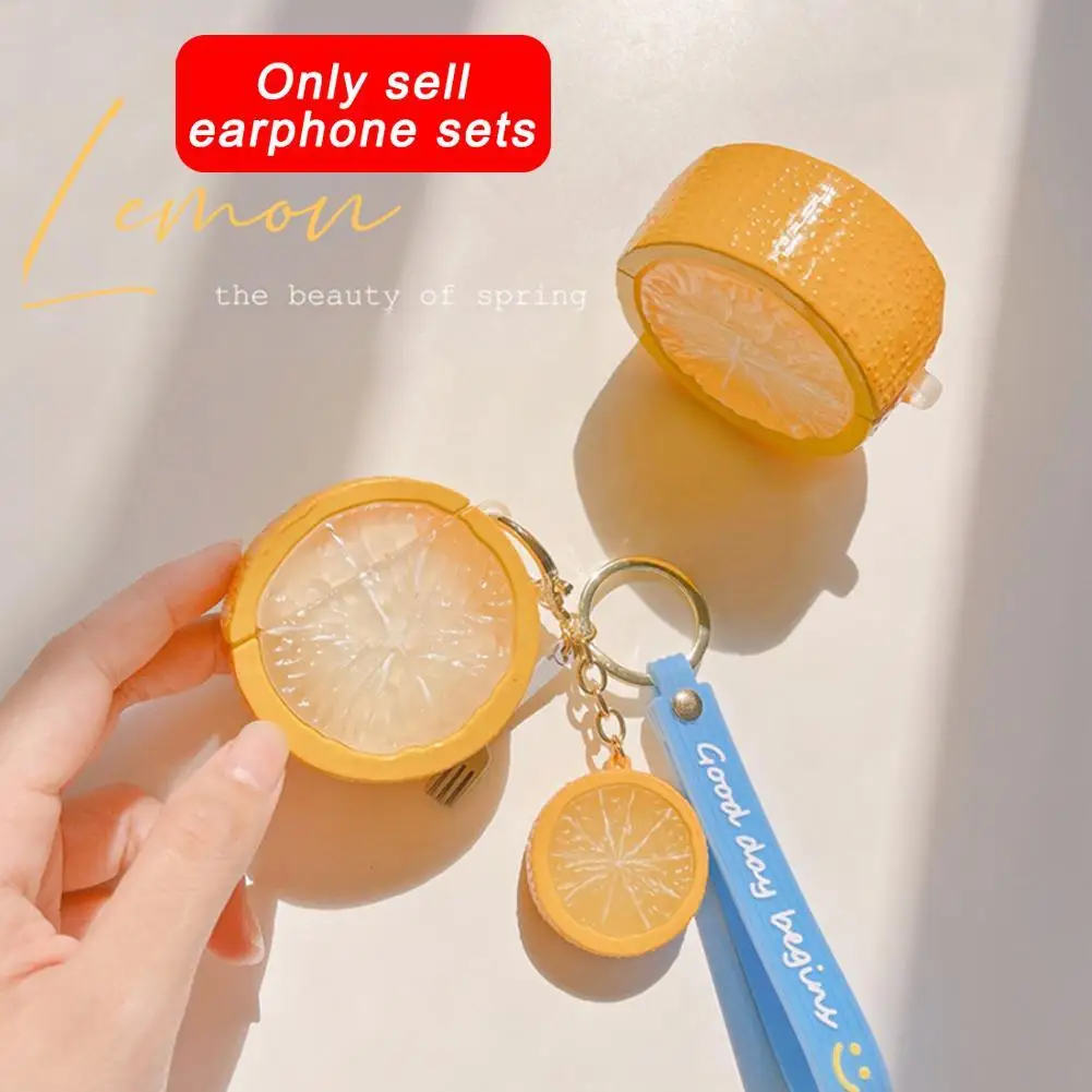 

Wireless Headset Case Case Cover For Apple AirPods Lemon Pro Slice Realistic 2 Silicone Earphone Cover 3D Lemon Cute Fresh O1Z3