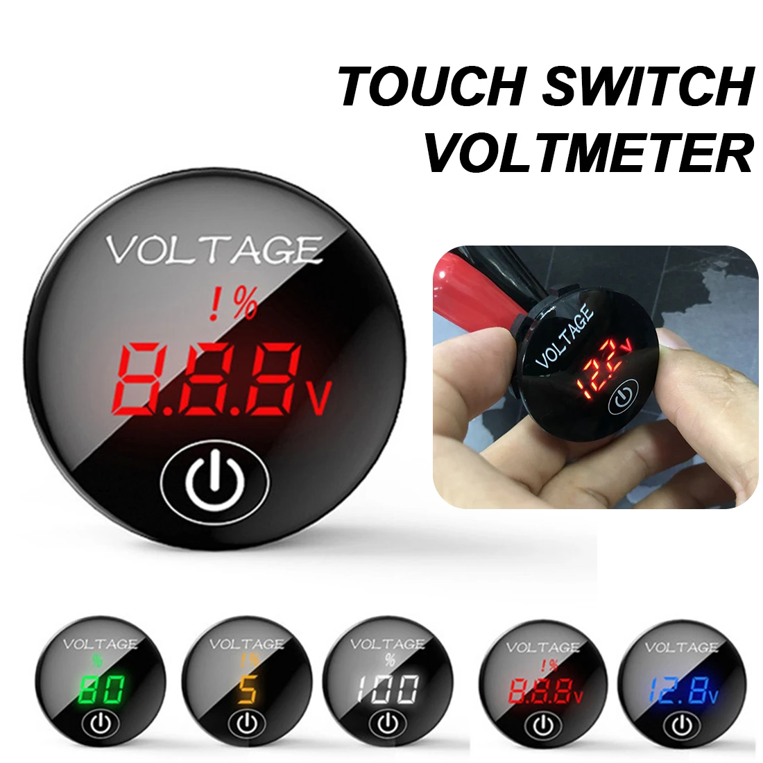 

DC 5V-48V LED Panel Digital Voltage Meter Car Motorcycle Battery Capacity Voltmeter with Touch ON/OFF Switch Voltage Indicator