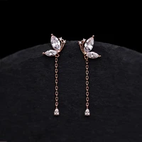 butterfly drop earring 925 sterling silver tassel crystal rose gold color hoop earring for women earring 2021 trendy jewelry