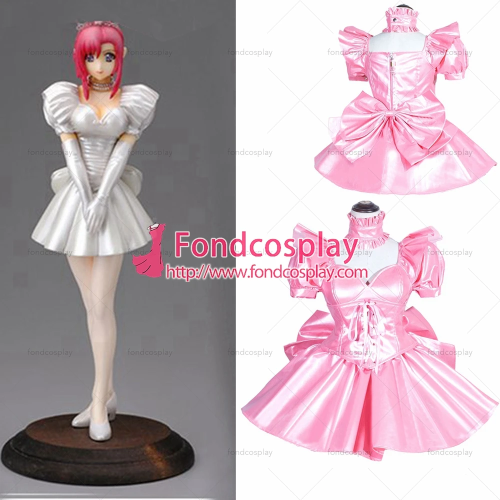 

Сексуальная одежда для взрослых с крестом fondcosplay, блестящая розовая короткая кожаная униформа для малышей с французским замком [G3997]